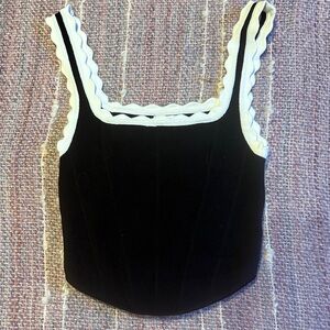 Cotton On Black Camisole with CreamScalloped Trim